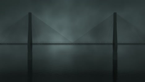 suspension bridge in the foggy night, 3d rendering.