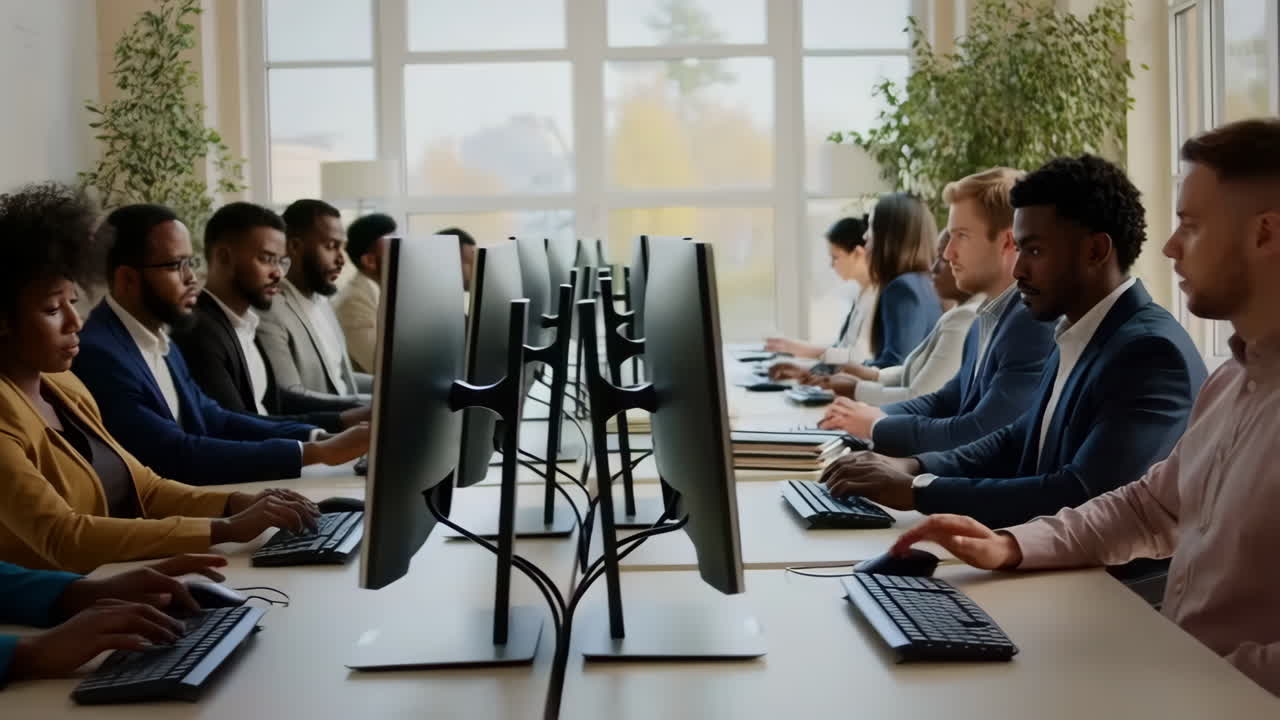 Diverse Business Team Working on Computers