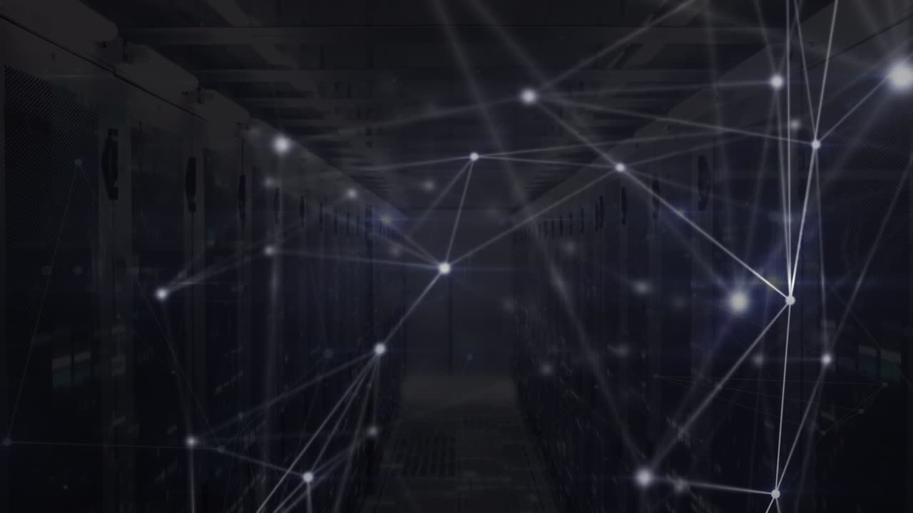 Animation of network of connections over server room