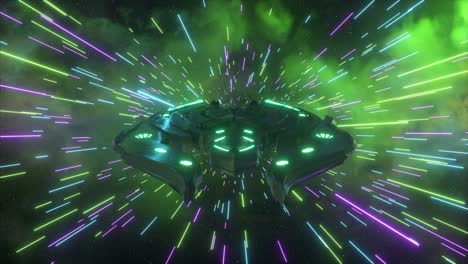 nave espacial futurista en el hiperespacio
