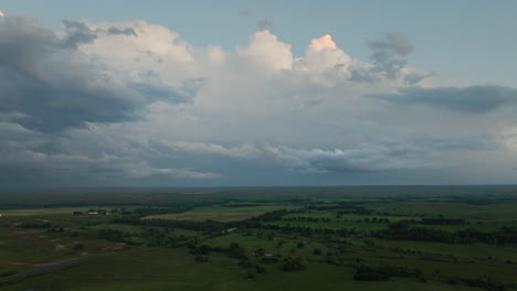 stormy sky full of contrast at sunset aerial view