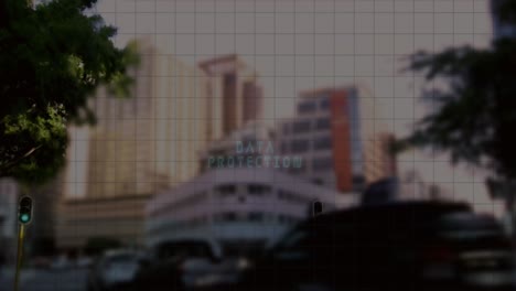 animación del procesamiento de datos sobre el paisaje urbano