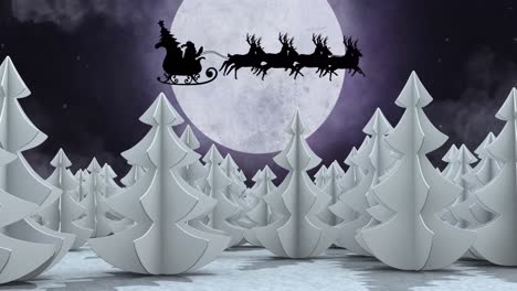 Animation-of-christmas-winter-scenery-with-santa-in-sleigh