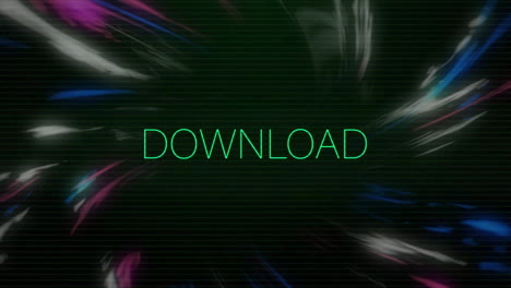 animation of interference over download text with colourful lines on black background