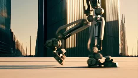 robot legs in the city