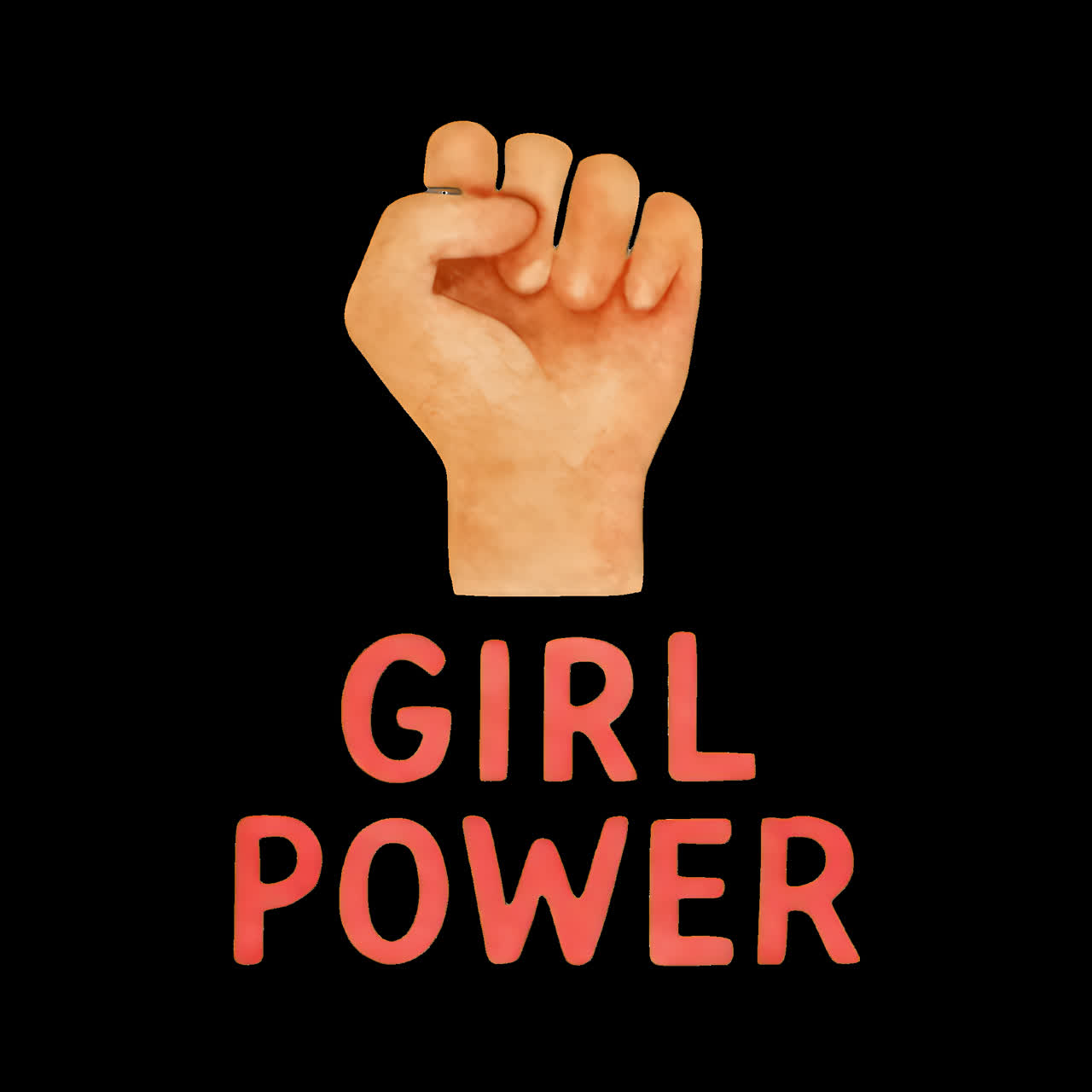 Empowering feminist symbol illustration animation isolated asset, transparent 4K video, alpha