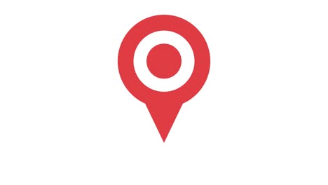 mapa de navegación y icono de punto de control rojo. animación de bucle en fondo blanco. resolución 4k.
