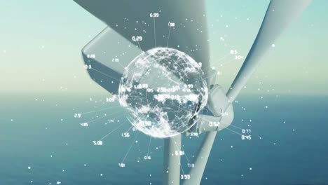 wind turbine and a digital globe