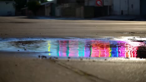 reflejos de neón en un charco