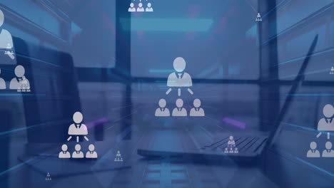 animation of financial data processing over white arrows