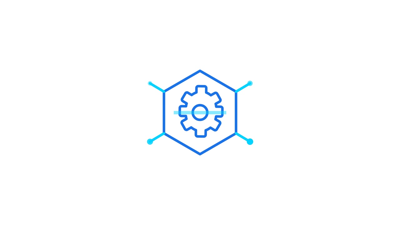 Animated Gear Icon with Scanning Line Effect
