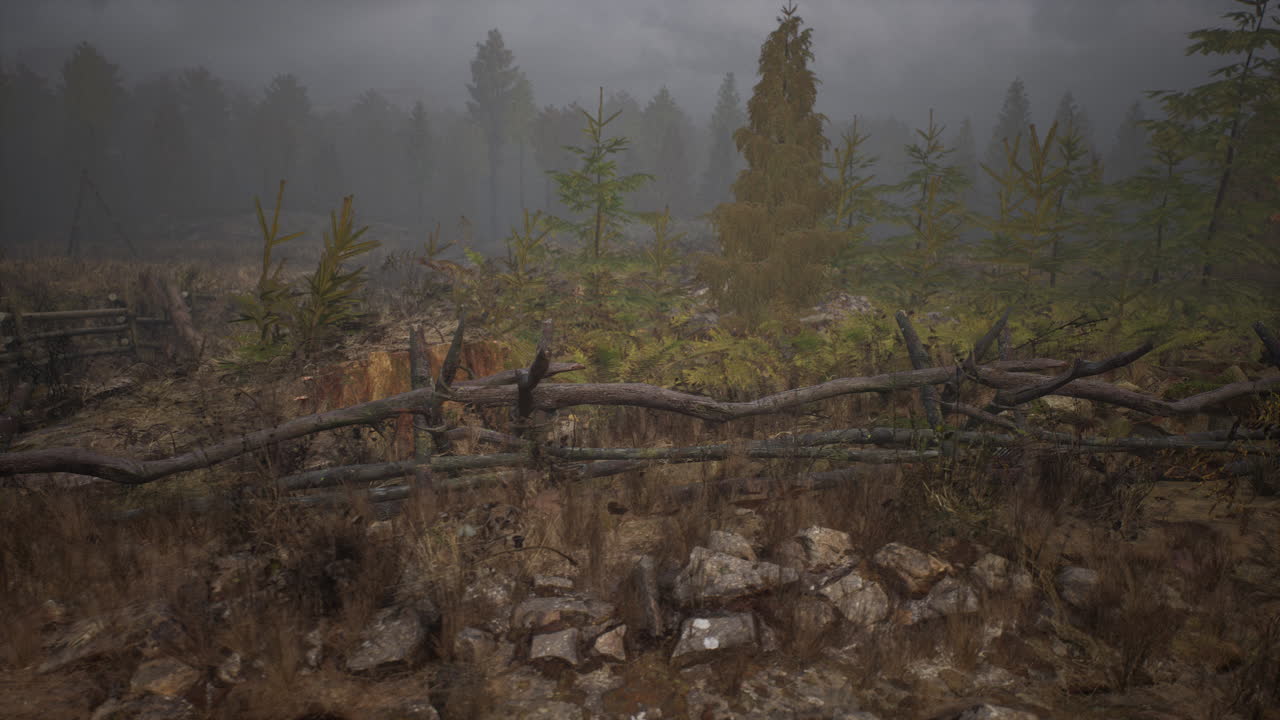 una vieja valla de madera con un campo de campo detrás de ella