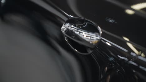 close-up of a black car door handle