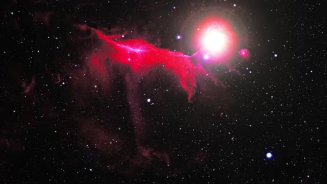 nubes nebulosas y una luz brillante en el universo repleto de estrellas