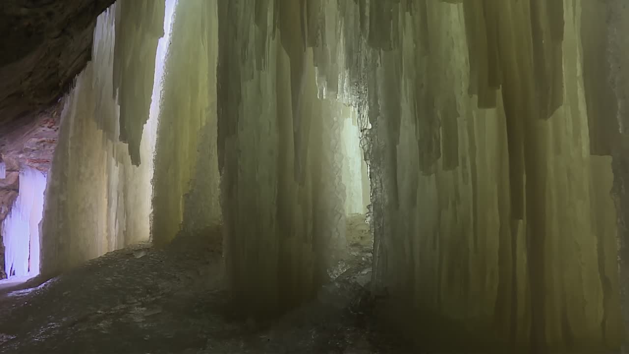 Ice Walls At Eben Ice Caves In Hiawatha National Forest, Michigan, USA. - wide shot