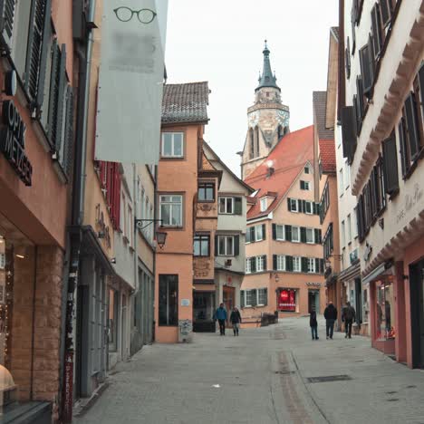 a small german town. streets with old architeckture in germany.