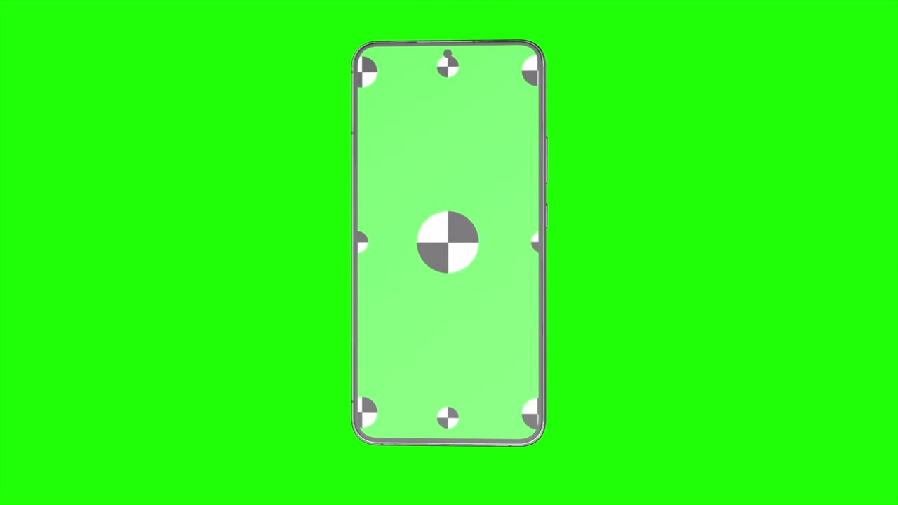 Modern smartphone with green screen on green background. 3D rendering. Computer generated image. Easy customizable.