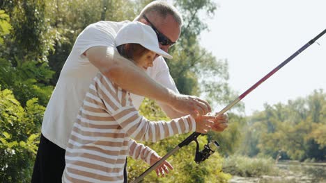 father and daughter fishing