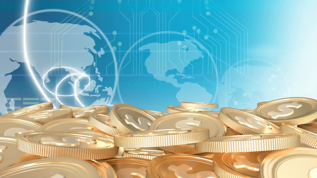 animación de cubos rojos con signo de porcentaje sobre gráficos y estadísticas