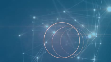 animation of circles and light spots on blue background