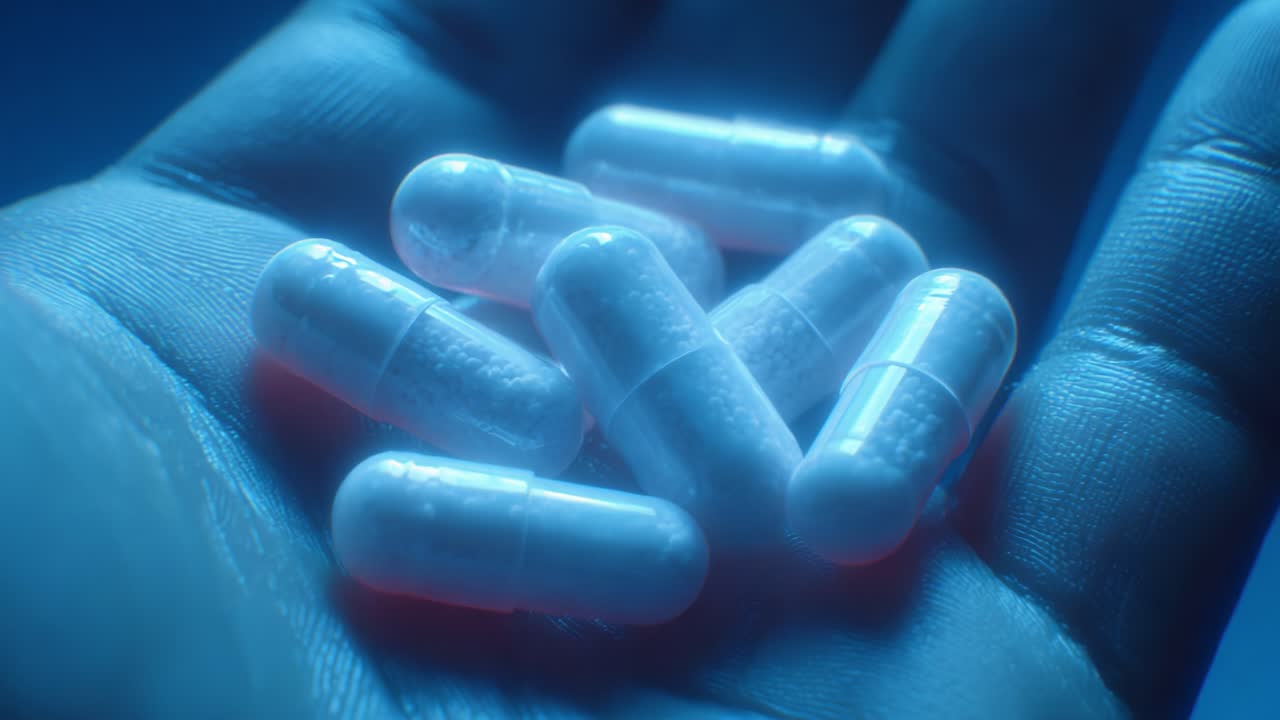 A Close-Up View of Transparent Capsules Resting in a Hand, Showcasing the Intricate Details and Subtle Gloss of the Medical Preparation under Atmospheric Lighting