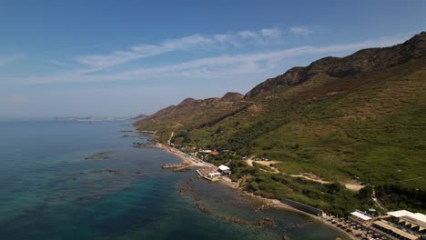 Beautiful-Albanian-coastline-in-Adriatic-sea-with-emerald-water-and-rocky-beaches