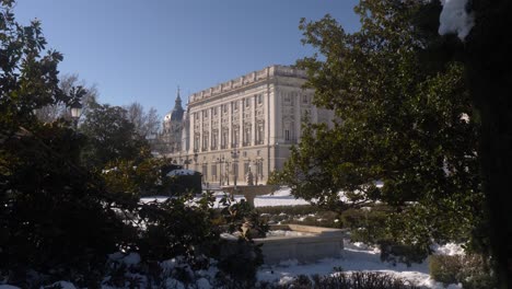 snow cover at the royal palace of madrid