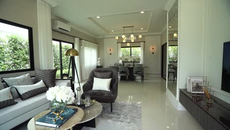diseño de interiores de sala de estar con estilo y elegante