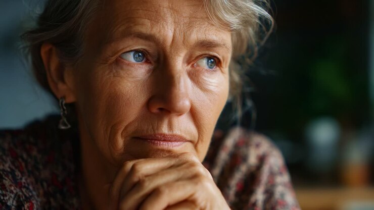 Pensive Woman Reflecting on Life with Thoughtful Expression, Captured in Moments of Contemplation and Deep Emotion Portrayed Through Intense Gaze