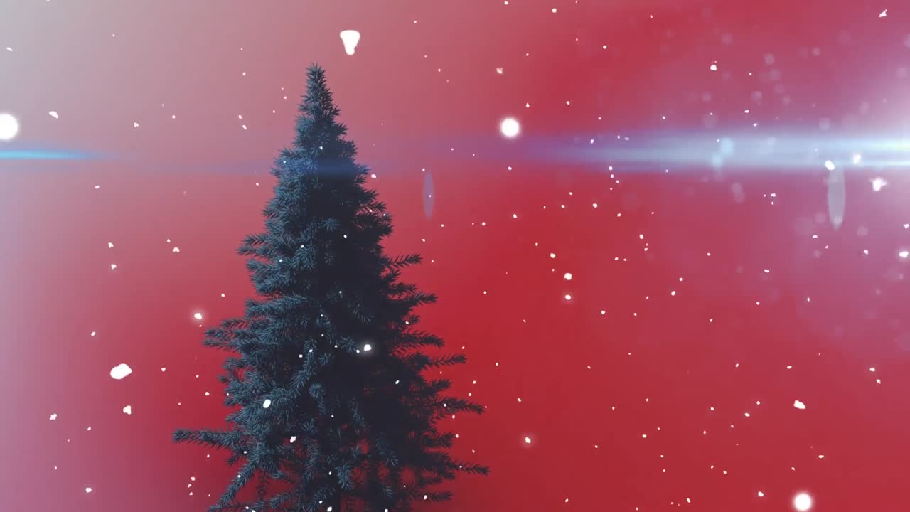 녹색 크리스마스에 별 크리스마스 트리 위에 내리는 눈