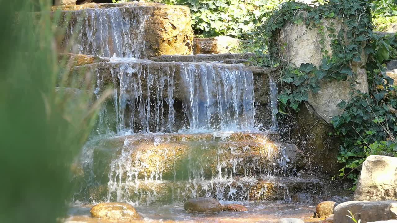 Waterfall with Rocks and Ivy