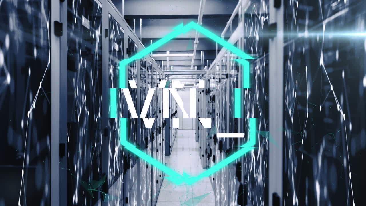 animación de texto nft a través de la red de conexiones y la sala del servidor