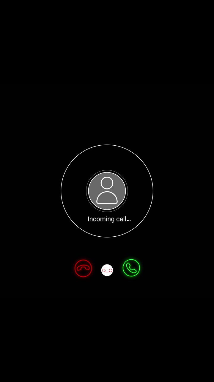 Mobile call notification screen visual with simple user icon answer and reject buttons and clean