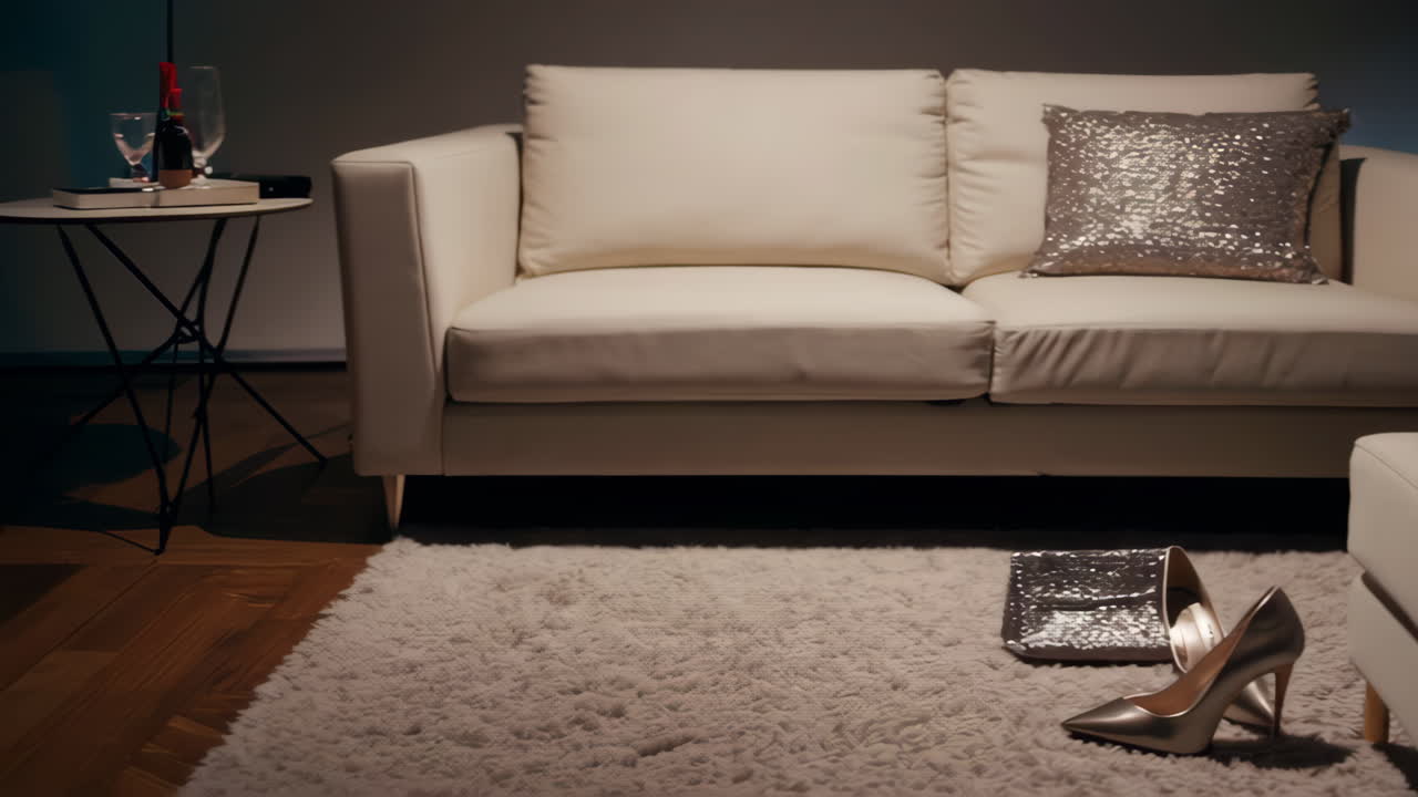 Elegant Evening Outfit Displayed on White Sofa