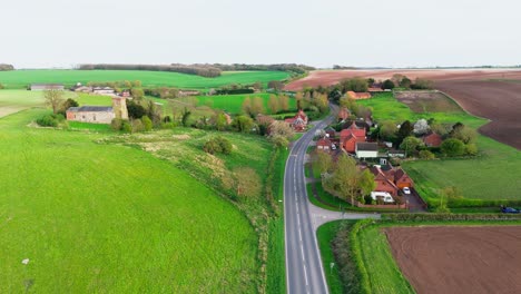 aerial drone footage of a small lincolnshire village called burwell in the uk