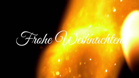 animation of frohe weihnachten over light spots on black background