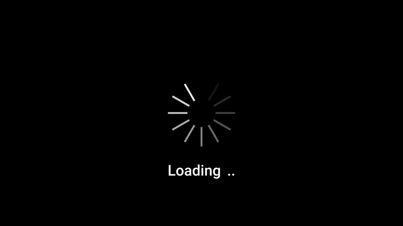 Animated round loading icon. Alpha channel. Circle in the form of white blinking lines on a black background. Interface element for waiting for a connection