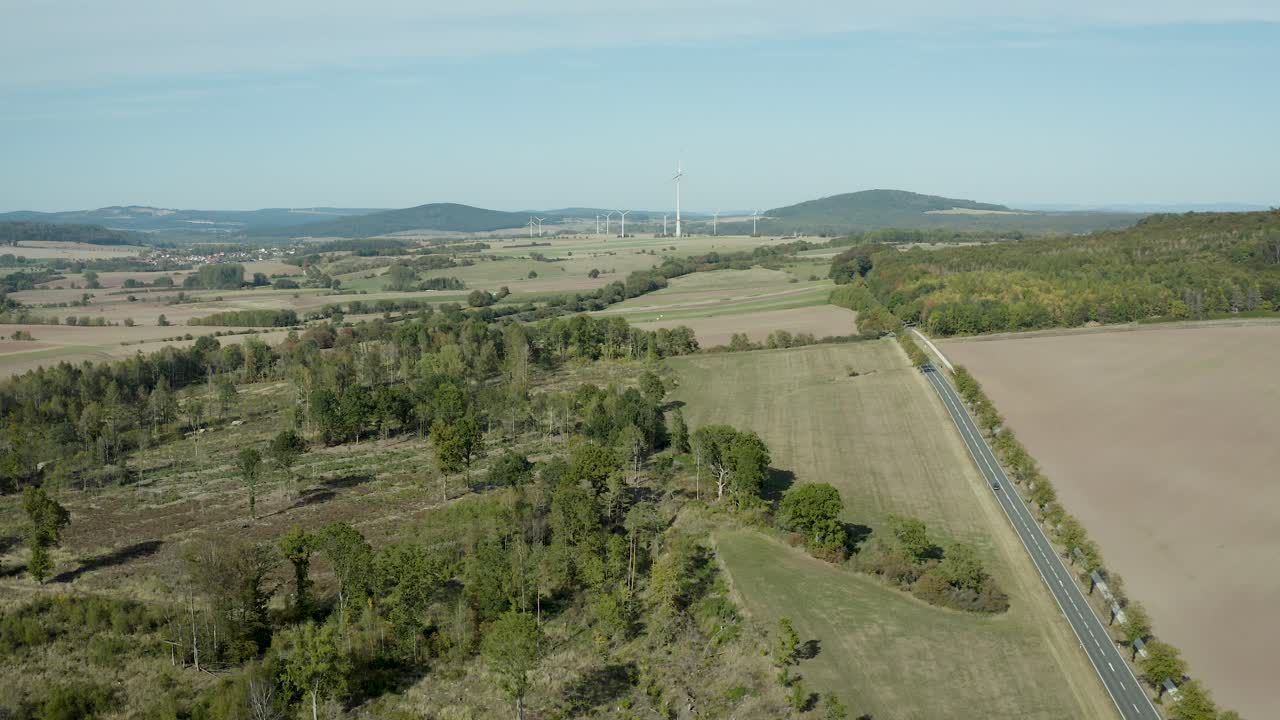 아름다운 독일 풍경, 숲, 유럽을 통해 촬영된 공중 드론