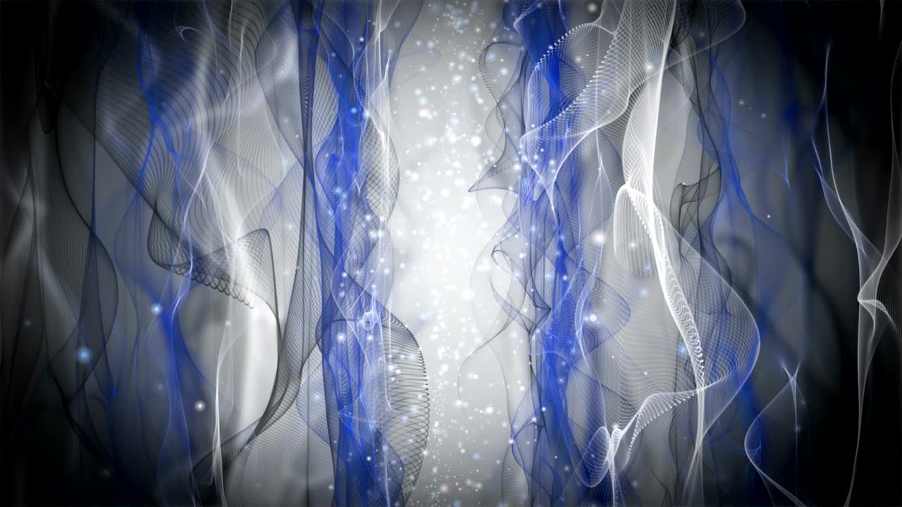 파동 물체와 반이는 입자를 느린 동작으로 가진 미래의 애니메이션, 4096x2304 루프 4k