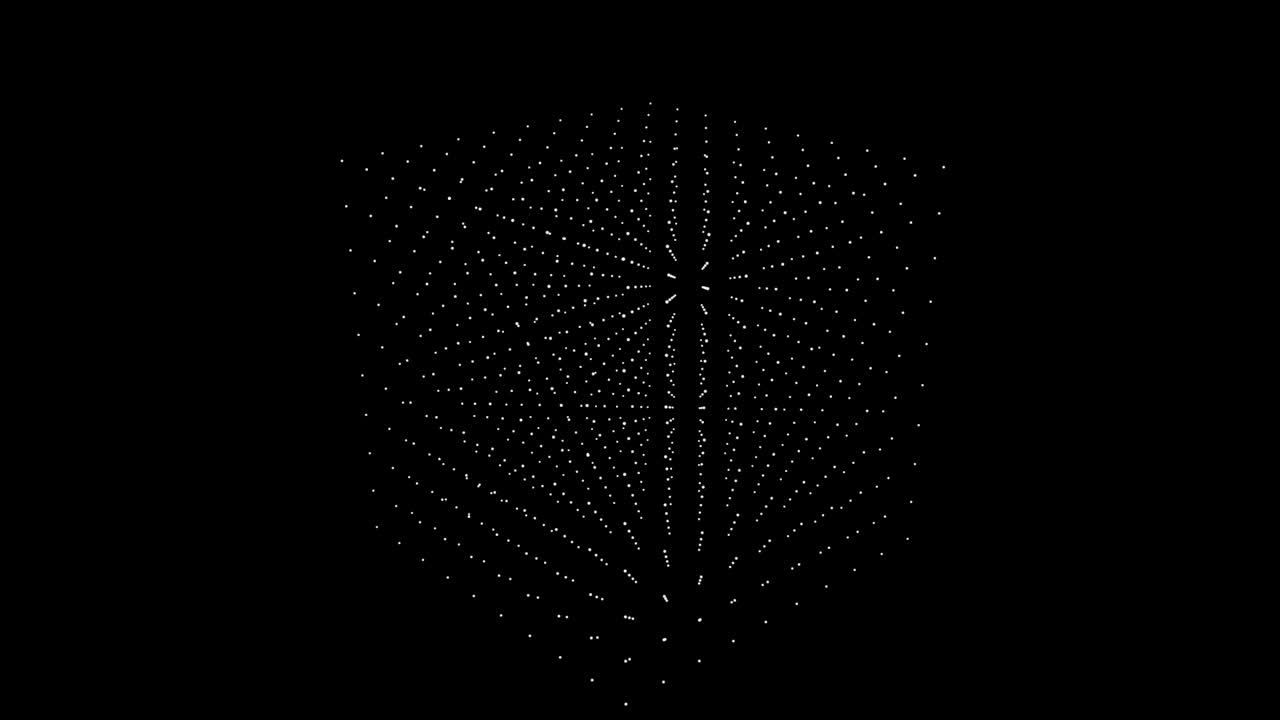 cubo de caja punto partículas bucle geométrico negro y blanco