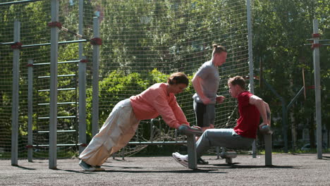 friends training outdoors