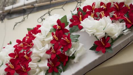 a detailed view showcasing the vibrant floral adornments for the decoration of the house