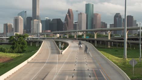 timelapse of traffic on freeway near downtown houston