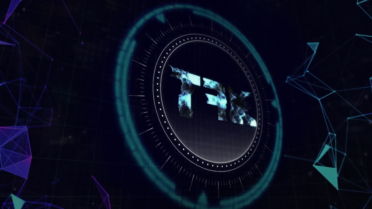 Animation of nft rotating over black background with shapes