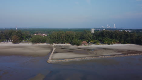 aerial drone view of bagan lalang beach, malaysia