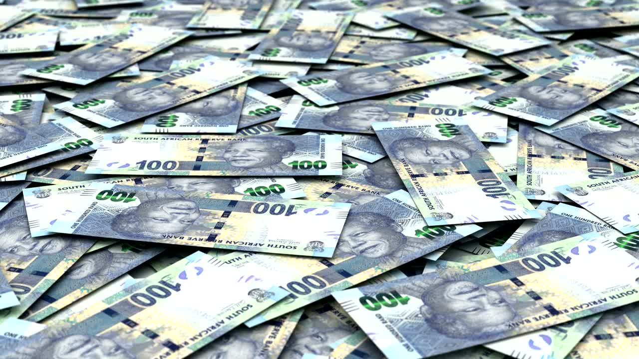 una pila de rands sudafricanos