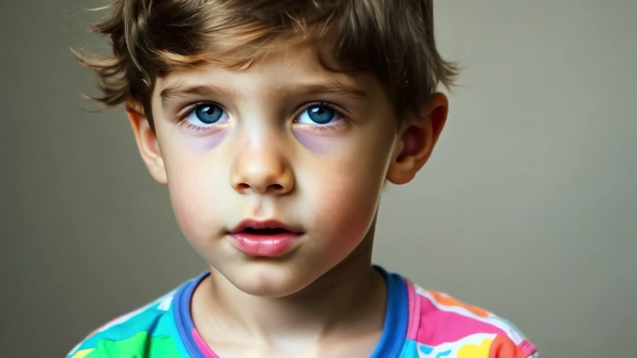 retrato en primer plano de un niño con ojos azules