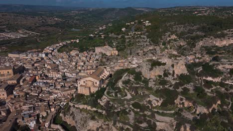 scicli, mountain village with old church and cathedral in sicily