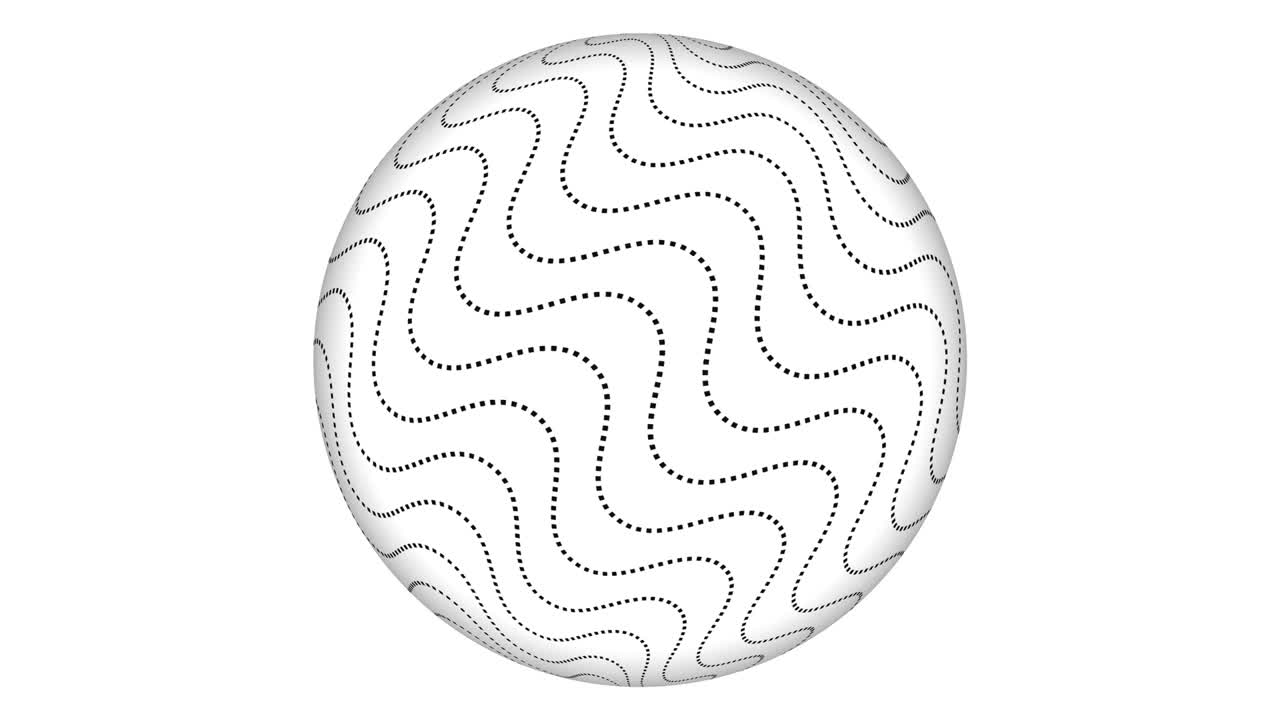 Stripy geometric line animation on a sphere. Animated abstract sphere moving on white background.