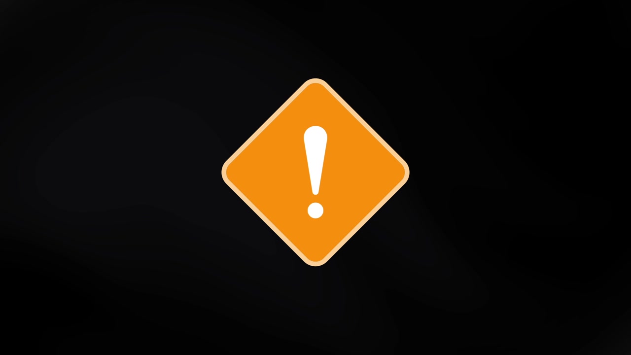 Animated Exclamation Mark Warning Sign Appearing on Black Background